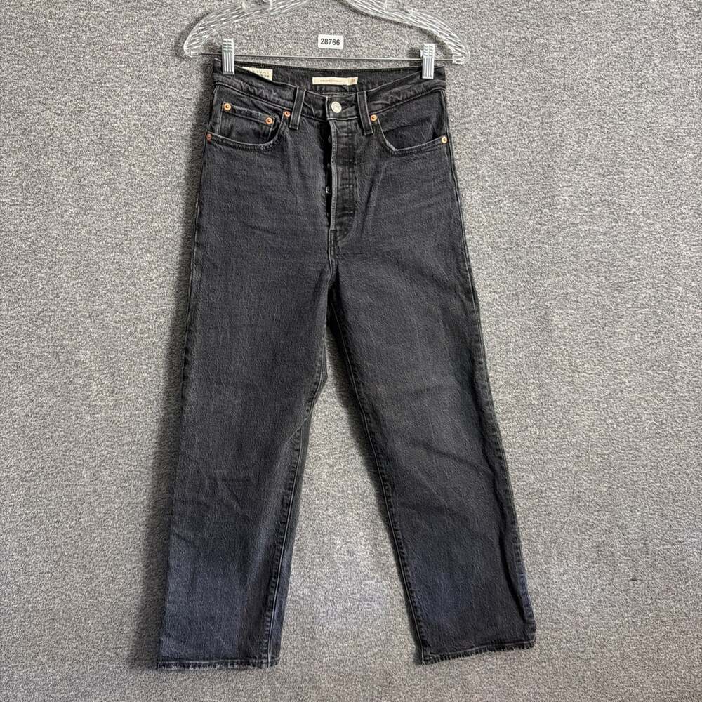 Levi's Women's Size 27x27 Black Denim Ribcage Straight High Rise Jeans